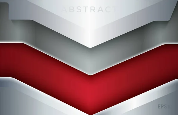 Marco Metálico Abstracto Rojo Blanco Metálico Con Plata Clara Diseño — Vector de stock