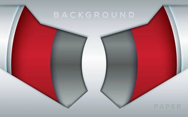 Cadre Métal Abstrait Rouge Blanc Métallique Avec Design Ligne Argenté — Image vectorielle