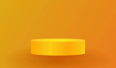 Modern oda sarı podyum arka planı ışık tarzını aydınlatan bir sunum konsepti. Boş tezgah raf ve ürün arkaplanı