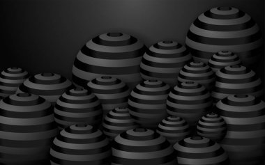 Kara Top siyah arka planda izole edildi. Gerçekçi siyah küreler, yağ kolajeni, 3 boyutlu jel küreler. Vektör su kabarcıkları veya gölgeli yuvarlak haplar