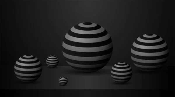 Sötét Ball Készlet Elszigetelt Fekete Háttérrel Reális Fekete Gömbök Olaj — Stock Vector