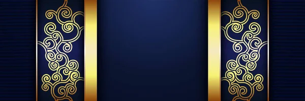 Минимальная Геометрическая Темно Синяя Форма Градационного Баннера Составом Золотых Оранжевых — стоковый вектор