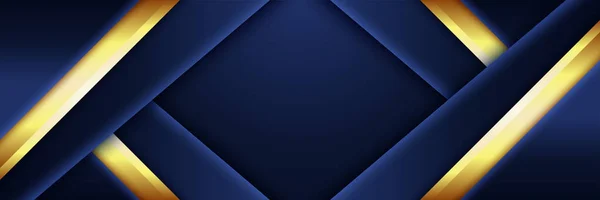 Minimal Geometric Dark Blue Shapes Gradation Banner Σύνθεση Χρυσών Και — Διανυσματικό Αρχείο