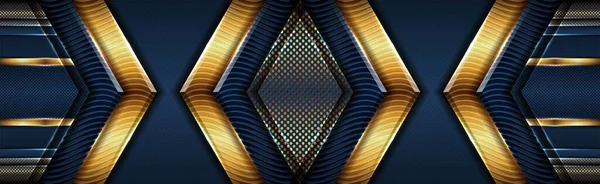 Moderno Lujo Oscuro Abstracto Azul Fondo Dorado Forma Superposición Estilo — Vector de stock