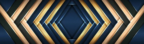 Σύγχρονη Πολυτέλεια Σκούρο Αφηρημένο Μπλε Φόντο Χρυσό Σχήμα Επικάλυψη Στυλ — Διανυσματικό Αρχείο