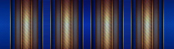 概要背景を飾るライトブルーのテンプレートと豪華な黄金のライン — ストックベクタ