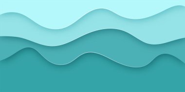 Açık mavi kağıt kesim biçimi afiş arkaplanının 3B Vektör illüstrasyonu