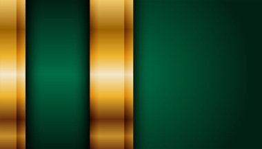 Koyu 3D soyut arkaplan üzerinde altın çizgisi olan gerçekçi kağıt yeşili lüks