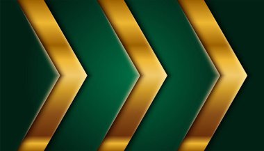 Koyu 3D soyut arkaplan üzerinde altın çizgisi olan gerçekçi kağıt yeşili lüks