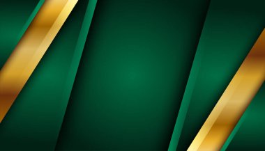 Koyu 3D soyut arkaplan üzerinde altın çizgisi olan gerçekçi kağıt yeşili lüks