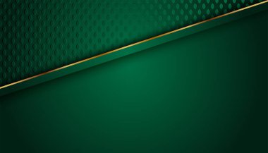 Koyu 3D soyut arkaplan üzerinde altın çizgisi olan gerçekçi kağıt yeşili lüks