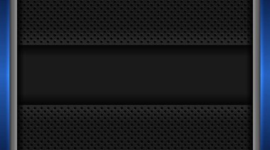 Siyah tasarım üzerine soyut mavi ışık modern lüks fütüristik teknoloji arka plan çizimi. Karşıtlık olarak koyu gri geometrik çizgiler teknoloji afişi tasarımı