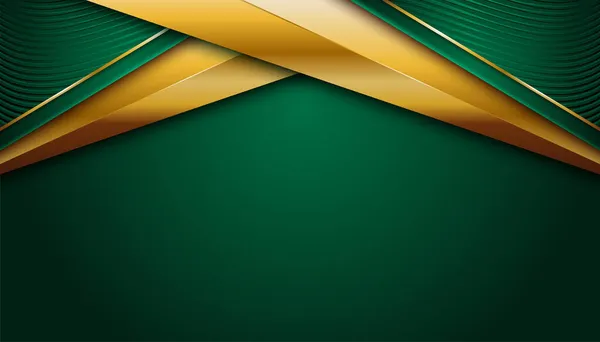写实的纸绿色风格奢华 带有金色线条 深色3D抽象背景 — 图库矢量图片