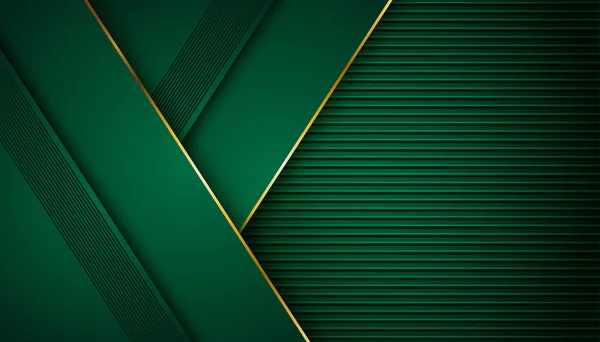 Realistiskt Papper Grön Stil Lyx Med Gyllene Linje Mörk Abstrakt — Stock vektor