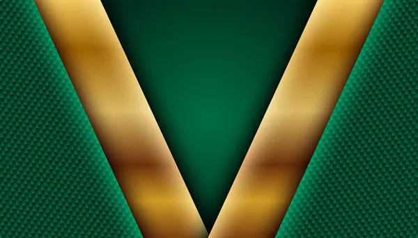 Realistiskt Papper Grön Stil Lyx Med Gyllene Linje Mörk Abstrakt — Stock vektor
