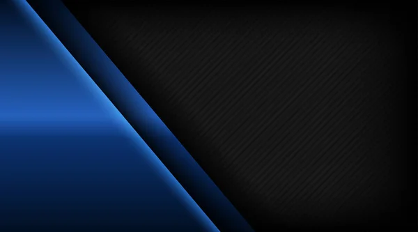 黒のデザインの抽象的な青の光現代の豪華な未来的な技術の背景ベクトルイラスト コントラストダークグレー幾何学ストライプ技術バナーデザイン — ストックベクタ