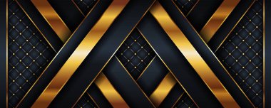 3D altın soyut arka planda gösterişli siyah gölgeler. Kraliyet partisi altın deri desenli klasik dekoratif fon tasarımı. Modern delüks şablon prim retro posterli altın resim rengi