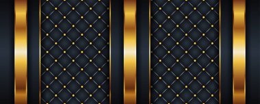 3D altın soyut arka planda gösterişli siyah gölgeler. Kraliyet partisi altın deri desenli klasik dekoratif fon tasarımı. Modern delüks şablon prim retro posterli altın resim rengi