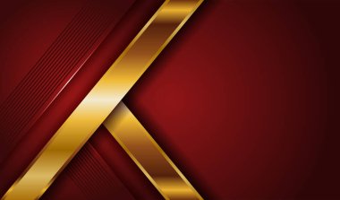 Koyu kırmızı ve altın soyut arka plan lüks ışık çizgisi prim tasarımı. Kapak dergisi, poster, broşür, davetiye için zarif şekil kağıdı tasarımı