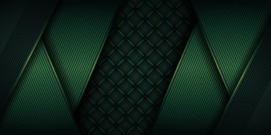 Modern arkaplan yeşili, üç boyutlu üst üste binen ışık efektiyle birleşir. Afiş broşürleri için soyut koyu tekno dinamik dekorasyon şablonu tasarım şablonu indirme sayfası afişi