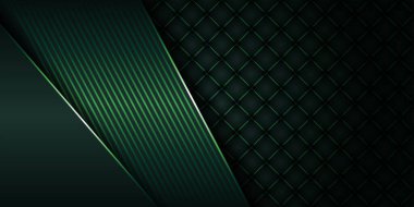 Modern arkaplan yeşili, üç boyutlu üst üste binen ışık efektiyle birleşir. Afiş broşürleri için soyut koyu tekno dinamik dekorasyon şablonu tasarım şablonu indirme sayfası afişi