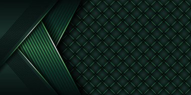 Modern arkaplan yeşili, üç boyutlu üst üste binen ışık efektiyle birleşir. Afiş broşürleri için soyut koyu tekno dinamik dekorasyon şablonu tasarım şablonu indirme sayfası afişi