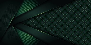 Modern arkaplan yeşili, üç boyutlu üst üste binen ışık efektiyle birleşir. Afiş broşürleri için soyut koyu tekno dinamik dekorasyon şablonu tasarım şablonu indirme sayfası afişi