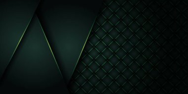 Modern arkaplan yeşili, üç boyutlu üst üste binen ışık efektiyle birleşir. Afiş broşürleri için soyut koyu tekno dinamik dekorasyon şablonu tasarım şablonu indirme sayfası afişi