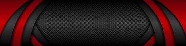 Soyut 3d metalik kırmızı parlak siyah çerçeve düzeni modern teknoloji tasarımı. Modern dark metal konsept sancak vektör şablonu arka planı