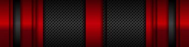 Soyut 3d metalik kırmızı parlak siyah çerçeve düzeni modern teknoloji tasarımı. Modern dark metal konsept sancak vektör şablonu arka planı