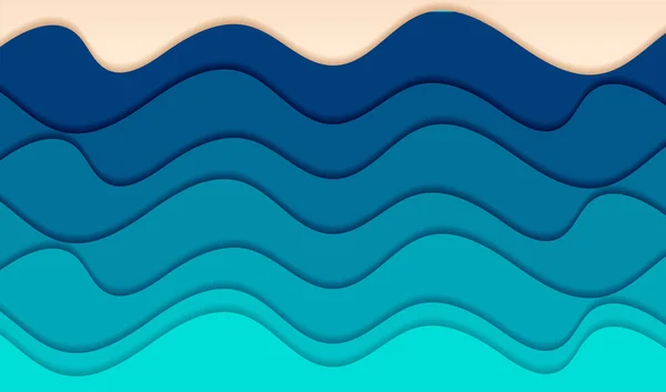 Abstract Fluid Blue Ocean Wave Marine Vertical Banner Achtergrond Illustratie — Stockvector