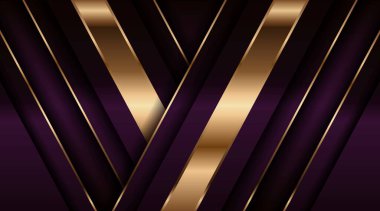 Soyut lüks mor kombinasyon ve altın kaplama katman arka plan. Modern yaratıcı karanlık donanma lüks altın çizgileri üst üste dizayn etme tarzı