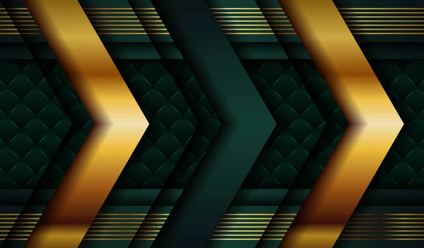 Modern Geometrisk Abstrakt Grön Omslag Design Med Glödande Gyllene Mörk — Stock vektor