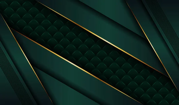 Современный Геометрический Абстрактный Дизайн Зеленой Обложки Светящимся Золотом Темном Фоне — стоковый вектор