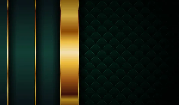 Современный Геометрический Абстрактный Дизайн Зеленой Обложки Светящимся Золотом Темном Фоне — стоковый вектор