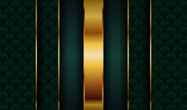 Modern Geometric Abstract Green Cover Design Glowing Golden Dark Texture — Stock Vector