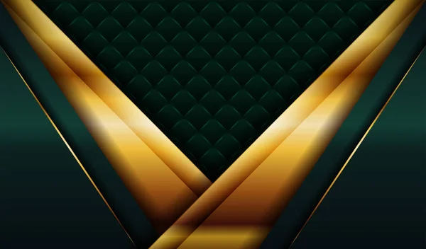 现代几何抽象绿色封面设计 浅色纹理重叠层上闪烁着金光的卡片招贴画招贴广告豪华线条背景 — 图库矢量图片