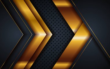 Soyut lacivert donanma kombinasyonu ve altın çizgili arka plan. Şatafatlı siyah kağıt, konsept tasarımda üst üste biniyor. Vektör İllüstrasyonu