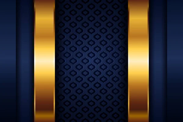 Elegantes Goldlicht Polygonal Auf Blauem Geometrischem Banner Luxus Dunkle Linien — Stockvektor