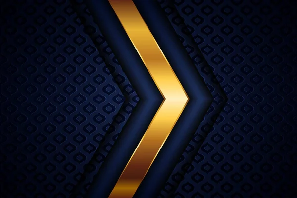 Elegantní Zlatý Světelný Mnohoúhelník Modrém Geometrickém Praporu Luxusní Tmavé Čáry — Stockový vektor