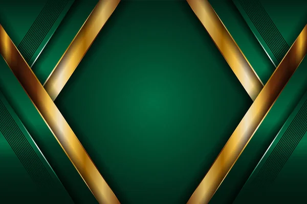 Абстрактний Багатокутний Розкішний Темно Зелений Комбайн Фон Текстури Золота Металу — стоковий вектор