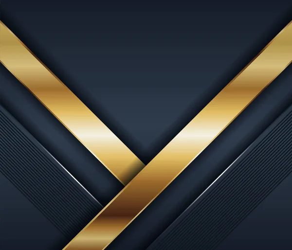 Abstrato Luxo Azul Escuro Premium Fundo Dourado Elegantes Linhas Iluminação — Vetor de Stock