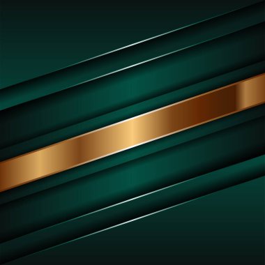 Soyut çokgen desenli lüks yeşil ve parıldayan altın çizgiler üst üste biniyor. 