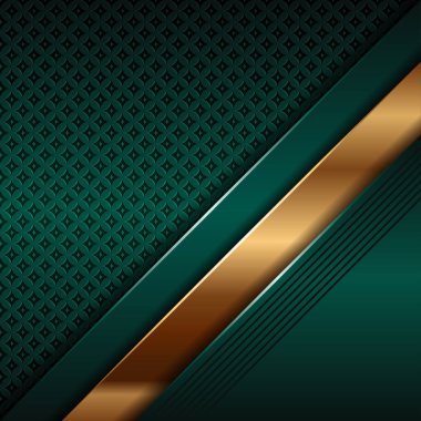Soyut çokgen desenli lüks yeşil ve parıldayan altın çizgiler üst üste biniyor. 