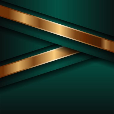 Soyut çokgen desenli lüks yeşil ve parıldayan altın çizgiler üst üste biniyor. 