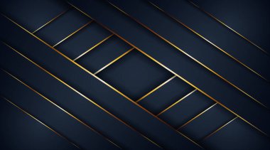 Modern koyu 3d soyut lacivert arkaplan altın çizgi şekilli