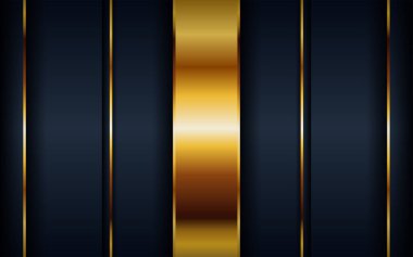 Modern koyu 3d soyut lacivert arkaplan altın çizgi şekilli