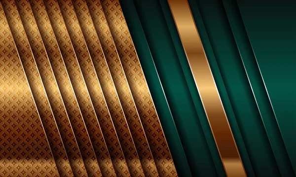 Abstrakte Polygonale Muster Luxus Grün Kombinieren Und Glühende Goldene Linien — Stockvektor