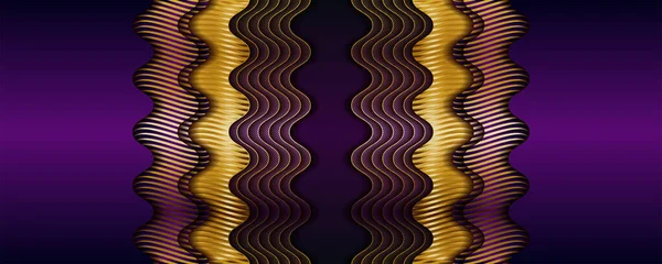 Dunkler Schatten Lila Raum Mit Abstraktem Goldenem Farbverlauf Überlappende Ebenengestaltung — Stockvektor