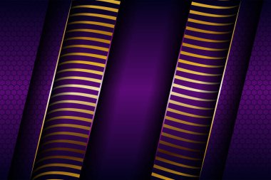 Soyut geometrik lüks mor örtüşme katmanları ile altın kombinasyon